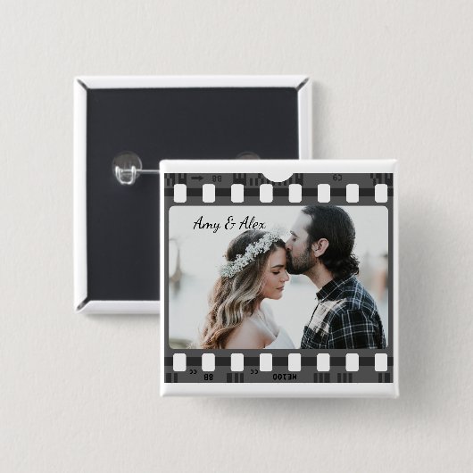 トレンディーフィルムリール映画パーソナライズされた写真枠 缶バッジ (正面&裏面)