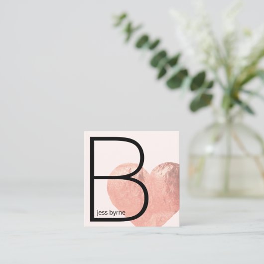 トレンディーフェイクバラゴールドフォイルハートピンク美しい スクエア名刺 (スタンド正面)