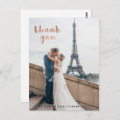 トレンディーフェイクバラ金ゴールドタイポグラフィ結婚ズサンキュー ポストカード (正面/裏面)