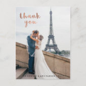 トレンディーフェイクバラ金ゴールドタイポグラフィ結婚ズサンキュー ポストカード (正面)