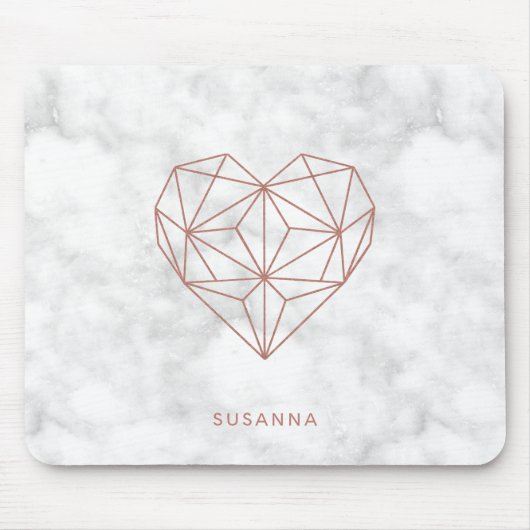 トレンディーフェイクバラ金ゴールド幾何学的ハート大理石スタイル マウスパッド (正面)