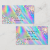 トレンディーフェイクホログラフィックレインボーグリッターカップケーキ 名刺 (正面/裏面)