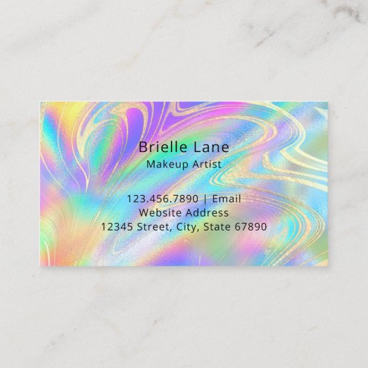 トレンディーフェイクホログラフィックレインボー金ゴールド 名刺 (裏面)