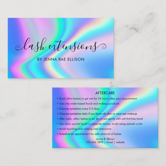 トレンディーフェイクホログラフィーラッシュアフターケア指示 名刺 (正面/裏面)