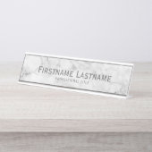 トレンディーフェイク大理石パターンエグゼクティブ名タイトル デスクネームプレート (正面)