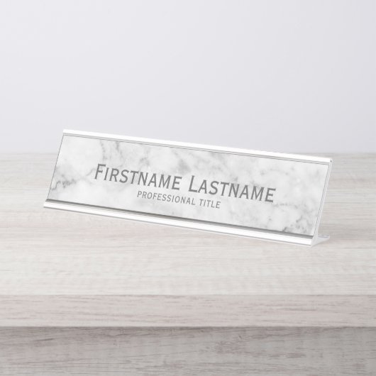 トレンディーフェイク大理石パターンエグゼクティブ名タイトル デスクネームプレート (正面)