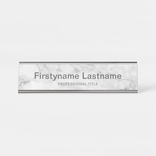 トレンディーフェイク大理石パターンエグゼクティブ名タイトル デスクネームプレート (正面)