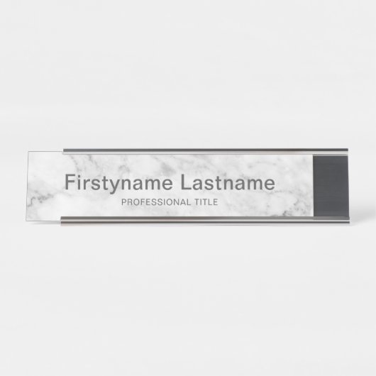 トレンディーフェイク大理石パターンエグゼクティブ名タイトル デスクネームプレート (正面)