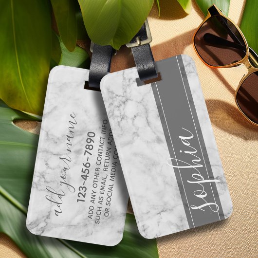 トレンディーフェイク大理石模様(モノグラカスタムム付) ラゲッジタグ