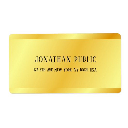トレンディーフェイク金ゴールドエレガントモダンテンプレート ラベル (正面)