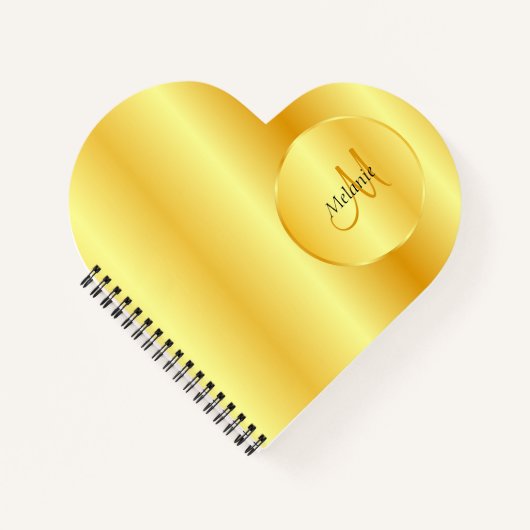 トレンディーフェイク金ゴールドエレガントモノグラムのテンプレート ノートブック (正面)