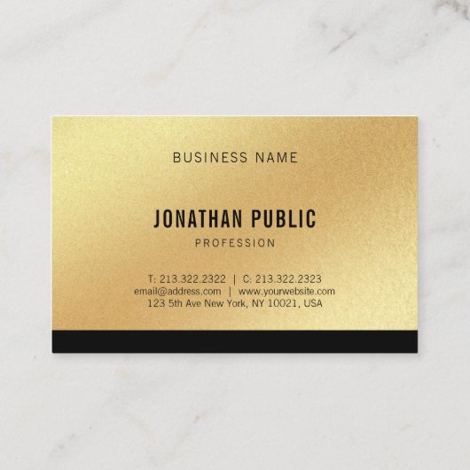 トレンディーフェイク金ゴールドテンプレートプロフェッショナルモダン 名刺 (裏面)