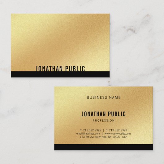 トレンディーフェイク金ゴールドテンプレートプロフェッショナルモダン 名刺 (正面/裏面)