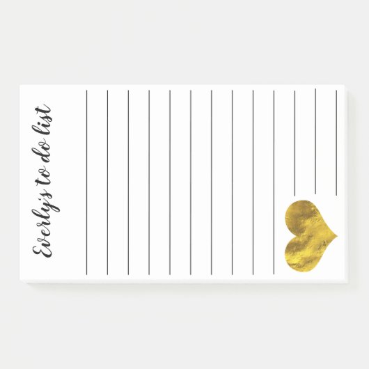 トレンディーフェイク金ゴールドパーソナライズされたハートの一覧 ポストイット (正面)