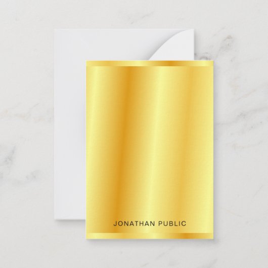 トレンディーフェイク金ゴールドメタリックルックカスタムテンプレート ノートカード (裏面)