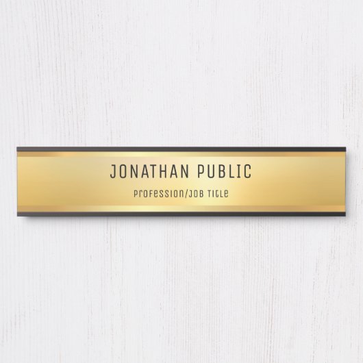 トレンディーフェイク金ゴールドモダングラマラステンプレート サインプレート (正面)