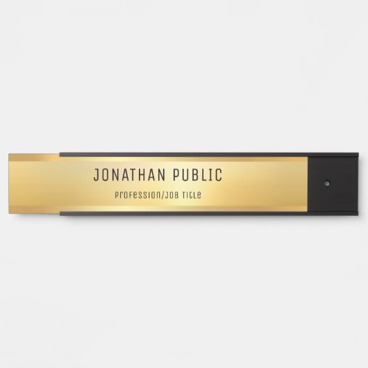 トレンディーフェイク金ゴールドモダングラマラステンプレート サインプレート (正面)