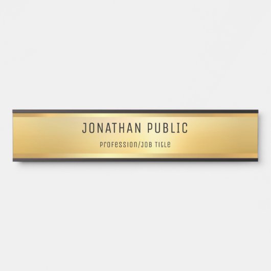 トレンディーフェイク金ゴールドモダングラマラステンプレート サインプレート (正面)