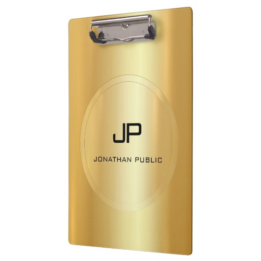 トレンディーフェイク金ゴールドモノグラエレガントムクラシックテンプレート クリップボード (左)