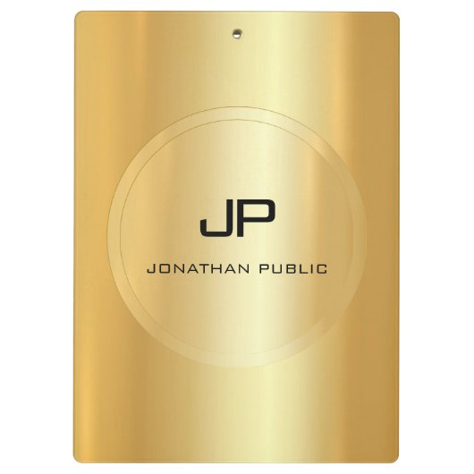 トレンディーフェイク金ゴールドモノグラエレガントムクラシックテンプレート クリップボード (裏面)