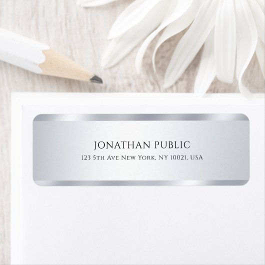 トレンディーフェイク銀モダンシンプルエレガントテンプレート ラベル (インサイチュ)