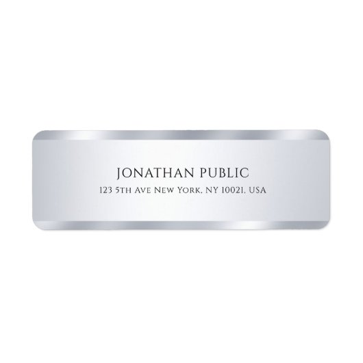 トレンディーフェイク銀モダンシンプルエレガントテンプレート ラベル (正面)