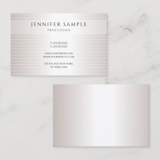 トレンディーフェイク銀モダンシンプルエレガントテンプレート 名刺 (正面/裏面)