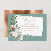 トレンディーフェイク銅ホワイトフローラブーケ結婚ス 出欠カード (正面/裏面)