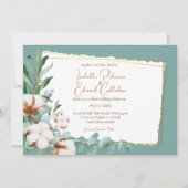 トレンディーフェイク銅箔コットンバッドティール(緑がかった色)結婚ズ 招待状 (正面)