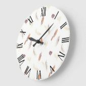 トレンディーフェザーズラグジュアリーボホコレクション ラージ壁時計 (傾斜)