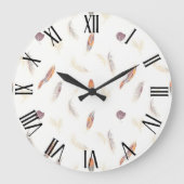 トレンディーフェザーズラグジュアリーボホコレクション ラージ壁時計 (正面)