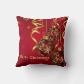 トレンディーフェスティバルレッド&ゴールデンクリスマスオーナメント クッション (裏面)