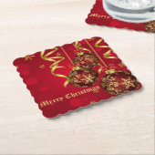 トレンディーフェスティバルレッド&ゴールデンクリスマスオーナメント ペーパーコースター (アングル)