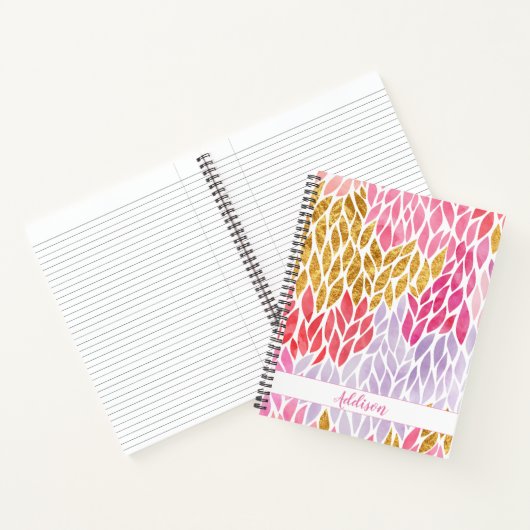 トレンディーフェミニンフェイク金ゴールド水色パターンガーリー ノートブック (内部)