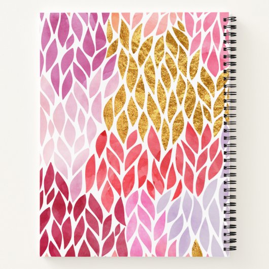 トレンディーフェミニンフェイク金ゴールド水色パターンガーリー ノートブック (裏面)
