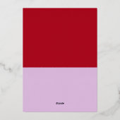 トレンディーフォイルパープル&レッドフォトグラッド発表 箔招待状 (裏面)