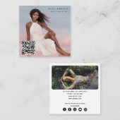 トレンディーフォトグラファーQRコードソーシャルメディアのアイコン スクエア名刺 (正面/裏面)