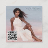 トレンディーフォトグラファーQRコードソーシャルメディアのアイコン スクエア名刺 (正面)