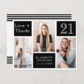 トレンディーフォトコラージハッピーバースデー21日 サンキューカード (正面/裏面)