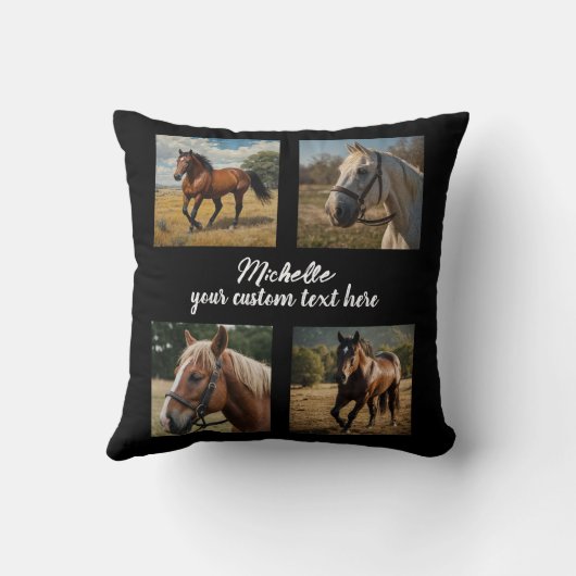 トレンディーフォトコラージュパーソナライズされた馬好き クッション (裏面)