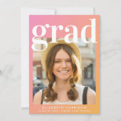 トレンディーフォトピンクオレンジ卒業 案内状 (正面)