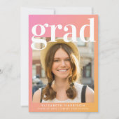 トレンディーフォトピンクオレンジ卒業 案内状 (正面)