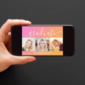 トレンディーフォトピンクオレンジ卒業 案内状