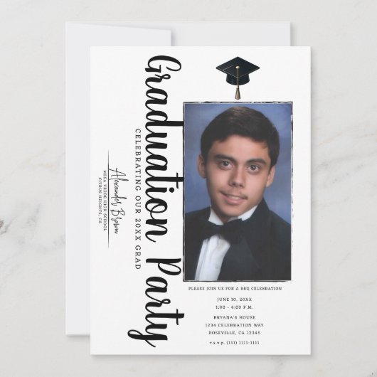 トレンディーフォト卒業パーティーお祝いBBQ 招待状 (正面)