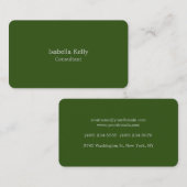 トレンディーフォレストグリーンカラープレーンユニークスタイリッシュ 名刺 (正面/裏面)