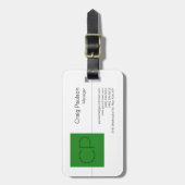 トレンディーフォレストグリーンホワイトモノグラム ラゲッジタグ (正面縦)