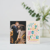 トレンディーフォントミックス新年の写真の休日はがき シーズンポストカード (スタンド正面)