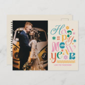 トレンディーフォントミックス新年の写真の休日はがき シーズンポストカード (正面/裏面)