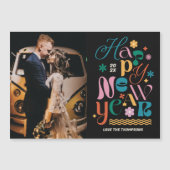 トレンディーフォントミックス新年の写真磁気カード マグネット招待状 (正面)