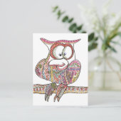 トレンディーフクロウ – 抽象芸術アートインクスケッチ ポストカード (スタンド正面)